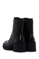 Women's Black Leather Zippered Heeled Boots | Derimod Women's Black Leather Zippered Heeled Boots | Derimod