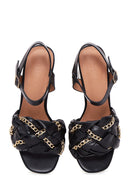 Women's Black Thick Heeled Sandals | Derimod Women's Black Thick Heeled Sandals | Derimod