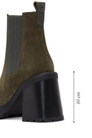 Women's Khaki Suede Leather Heeled Chelsea Boots | Derimod Women's Khaki Suede Leather Heeled Chelsea Boots | Derimod