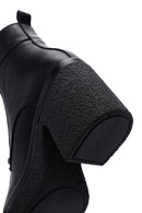 Women's Black Leather Zippered Platform Heeled Boots | Derimod Women's Black Leather Zippered Platform Heeled Boots | Derimod