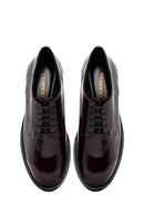 Women's Burgundy Lace-Up Patent Leather Masculine Shoes | Derimod Women's Burgundy Lace-Up Patent Leather Masculine Shoes | Derimod