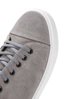 Men's Gray Lace-Up Suede Leather Sneaker | Derimod Men's Gray Lace-Up Suede Leather Sneaker | Derimod