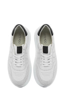 Woman White Laced Thick Sole Leather Sneakers | Derimod Woman White Laced Thick Sole Leather Sneakers | Derimod