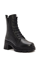 Women's Black Zippered Thick Heeled Leather Boots | Derimod Women's Black Zippered Thick Heeled Leather Boots | Derimod