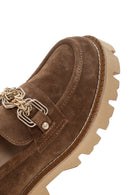 Women's Tan Suede Leather Buckle Masculine Loafer | Derimod Women's Tan Suede Leather Buckle Masculine Loafer | Derimod