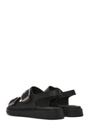 Women's Black Thick Soled Leather Comfort Sandals | Derimod Women's Black Thick Soled Leather Comfort Sandals | Derimod
