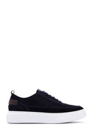 Erkek Lacivert Bağcıklı Kalın Tabanlı Süet Deri Sneaker | Derimod Erkek Lacivert Bağcıklı Kalın Tabanlı Süet Deri Sneaker | Derimod