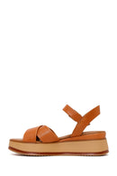 Women's Tan Ankle Strap Thick Soled Leather Sandals | Derimod Women's Tan Ankle Strap Thick Soled Leather Sandals | Derimod