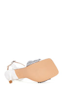 Women's White Stone Heeled Sandals | Derimod Women's White Stone Heeled Sandals | Derimod
