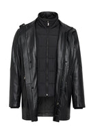 Nathan Men's Black Leather Coat | Derimod Nathan Men's Black Leather Coat | Derimod