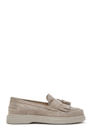 Women's Beige Tassel Suede Leather Loafer | Derimod Women's Beige Tassel Suede Leather Loafer | Derimod