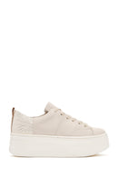 Women's Beige Thick Sole Lace Up Leather Sneaker | Derimod Women's Beige Thick Sole Lace Up Leather Sneaker | Derimod