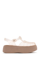 Women's Beige Ankle Buckle Thick Soled Jelly Sandals | Derimod Women's Beige Ankle Buckle Thick Soled Jelly Sandals | Derimod