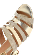Women's Gold Ankle Buckle Chunky Heel Metallic Sandals | Derimod Women's Gold Ankle Buckle Chunky Heel Metallic Sandals | Derimod