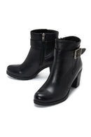 Women's Leather Buckle Heeled Boots | Derimod Women's Leather Buckle Heeled Boots | Derimod