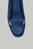 Blue Suede Women's Leather Loafer | Derimod Blue Suede Women's Leather Loafer | Derimod