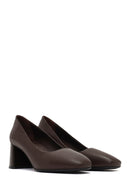 Derimod Flex Women Brown Thick Heeled Leather Shoes | Derimod Derimod Flex Women Brown Thick Heeled Leather Shoes | Derimod