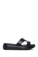 Woman Black Thick-Soled Leather Slipper | Derimod Woman Black Thick-Soled Leather Slipper | Derimod