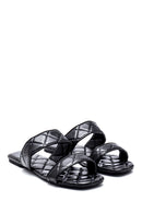 Women's Black Quilted Flat Slippers | Derimod Women's Black Quilted Flat Slippers | Derimod