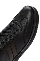 Erkek Siyah Bağcıklı Deri Sneaker | Derimod Erkek Siyah Bağcıklı Deri Sneaker | Derimod