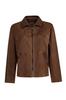 Barcelona Woman Brown Short Suede Jacket | Derimod Barcelona Woman Brown Short Suede Jacket | Derimod