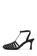 Woman Black Ankle-Buckle Open-Back Stiletto High Heel | Derimod Woman Black Ankle-Buckle Open-Back Stiletto High Heel | Derimod