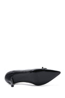 Women's Black Leather Stone Heeled Shoes | Derimod Women's Black Leather Stone Heeled Shoes | Derimod