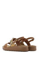 Women's Brown Thick Soled Stoned Sandals | Derimod Women's Brown Thick Soled Stoned Sandals | Derimod