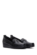 Kadın Siyah Deri Dolgu Topuklu Comfort Loafer | Derimod Kadın Siyah Deri Dolgu Topuklu Comfort Loafer | Derimod