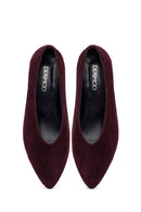 Women Burgundy Short Thin Heeled Suede Leather Stiletto | Derimod Women Burgundy Short Thin Heeled Suede Leather Stiletto | Derimod