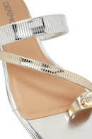 Woman Silver Stone Metallic Slippers | Derimod Woman Silver Stone Metallic Slippers | Derimod
