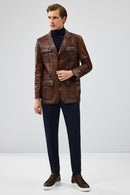 Kevin Erkek Kahverengi Blazer Deri Ceket | Derimod Kevin Erkek Kahverengi Blazer Deri Ceket | Derimod