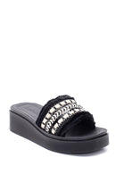 Women's Black Thick Soled Slippers | Derimod Women's Black Thick Soled Slippers | Derimod
