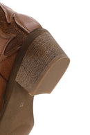 Women's Tan Leather Heeled Cowboy Boots | Derimod Women's Tan Leather Heeled Cowboy Boots | Derimod