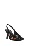 Woman Black Backless Sequin-Patterned Stiletto-Heel Shoes | Derimod Woman Black Backless Sequin-Patterned Stiletto-Heel Shoes | Derimod