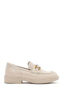 Women's Beige Buckle Detailed Leather Masculine Loafer | Derimod Women's Beige Buckle Detailed Leather Masculine Loafer | Derimod