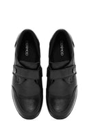 Women's Black Strappy Wedge Heel Leather Comfort Shoes | Derimod Women's Black Strappy Wedge Heel Leather Comfort Shoes | Derimod