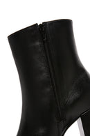 Women's Black Zippered Thick High Heel Leather Boots | Derimod Women's Black Zippered Thick High Heel Leather Boots | Derimod