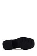 Women's Black Thick Heeled Zippered Leather Boots | Derimod Women's Black Thick Heeled Zippered Leather Boots | Derimod