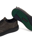 Erkek Gri Bağcıklı Nubuk Deri Sneaker | Derimod Erkek Gri Bağcıklı Nubuk Deri Sneaker | Derimod