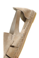Woman Beige Suede Leather Espadrille Sandals | Derimod Woman Beige Suede Leather Espadrille Sandals | Derimod