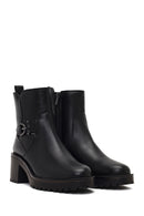 Women's Black Zippered Thick Heeled Boots | Derimod Women's Black Zippered Thick Heeled Boots | Derimod