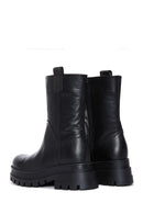 Women's Black Leather Zippered Thick Soled Boots | Derimod Women's Black Leather Zippered Thick Soled Boots | Derimod