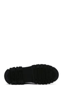 Women's Black Lace-Up Zipper Detailed Combat Boots | Derimod Women's Black Lace-Up Zipper Detailed Combat Boots | Derimod