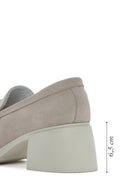 Women's Beige Buckled Thick Heel Suede Leather Masculine Loafer | Derimod Women's Beige Buckled Thick Heel Suede Leather Masculine Loafer | Derimod