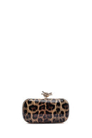 Woman Leopard Print Long Chain Strap Mini Box Evening Bag | Derimod Woman Leopard Print Long Chain Strap Mini Box Evening Bag | Derimod