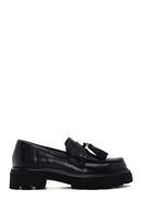 Women's Black Tassel Leather Masculine Loafer | Derimod Women's Black Tassel Leather Masculine Loafer | Derimod