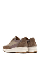Women's Mink Lace-Up Wedge Heel Leather Sneaker | Derimod Women's Mink Lace-Up Wedge Heel Leather Sneaker | Derimod