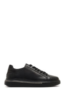 Men's Black Lace-Up Thick-Soled Leather Sneaker | Derimod Men's Black Lace-Up Thick-Soled Leather Sneaker | Derimod