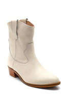 Women's Leather Short Heeled Cowboy Boots | Derimod Women's Leather Short Heeled Cowboy Boots | Derimod